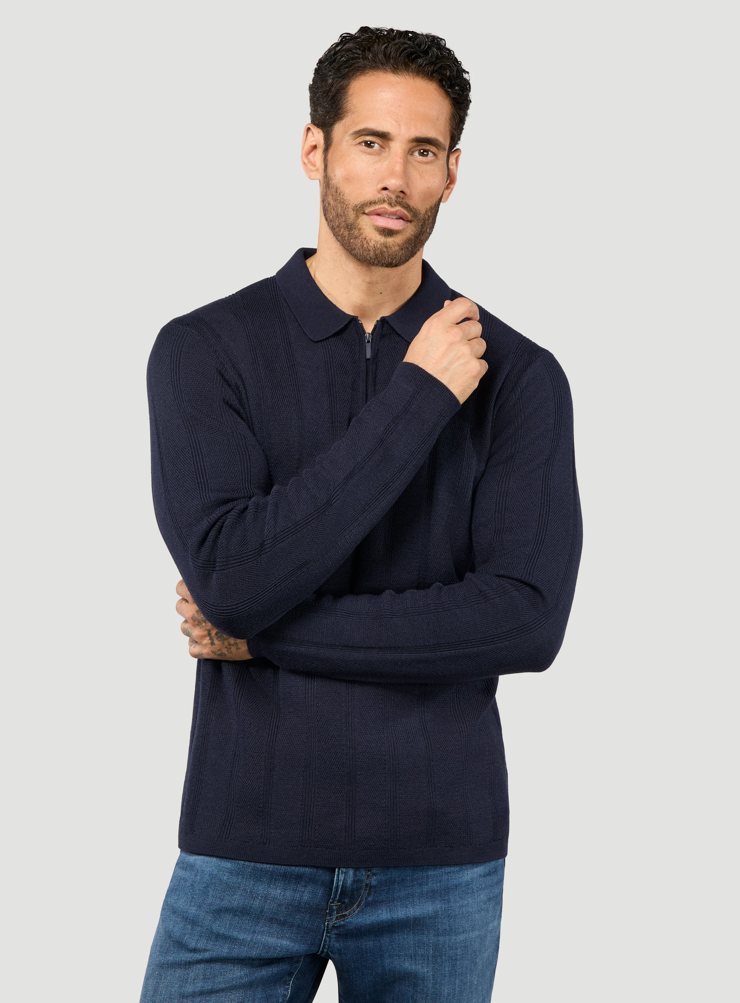 Chandail polo en laine mérinos