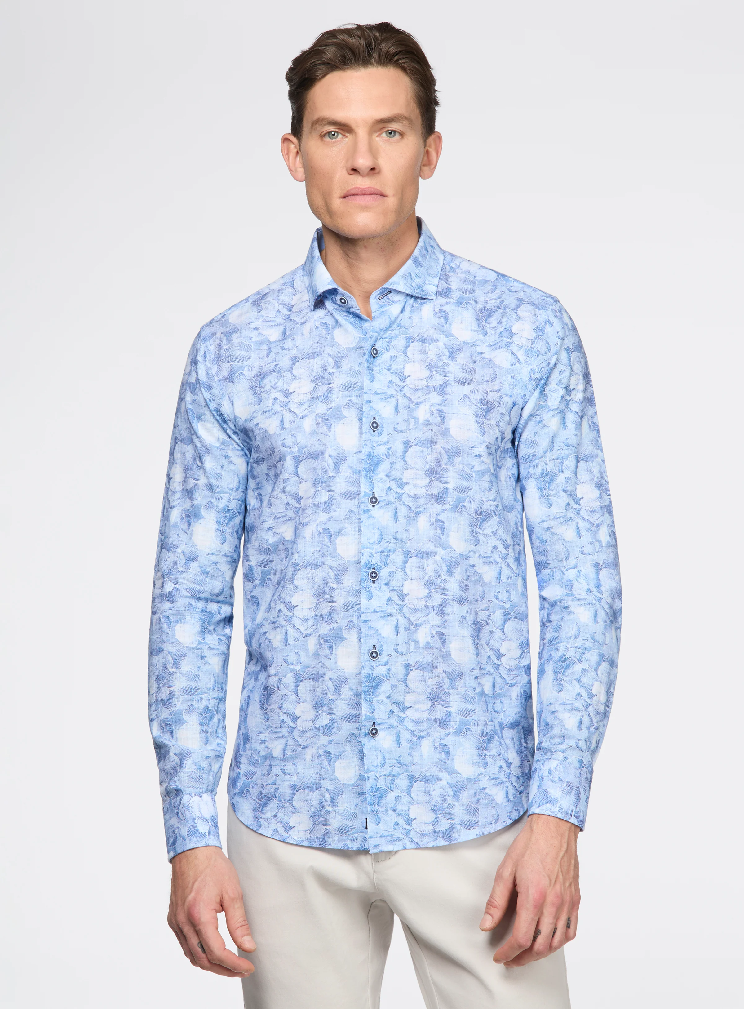 Chemise effet lin à motif floral - Image 3