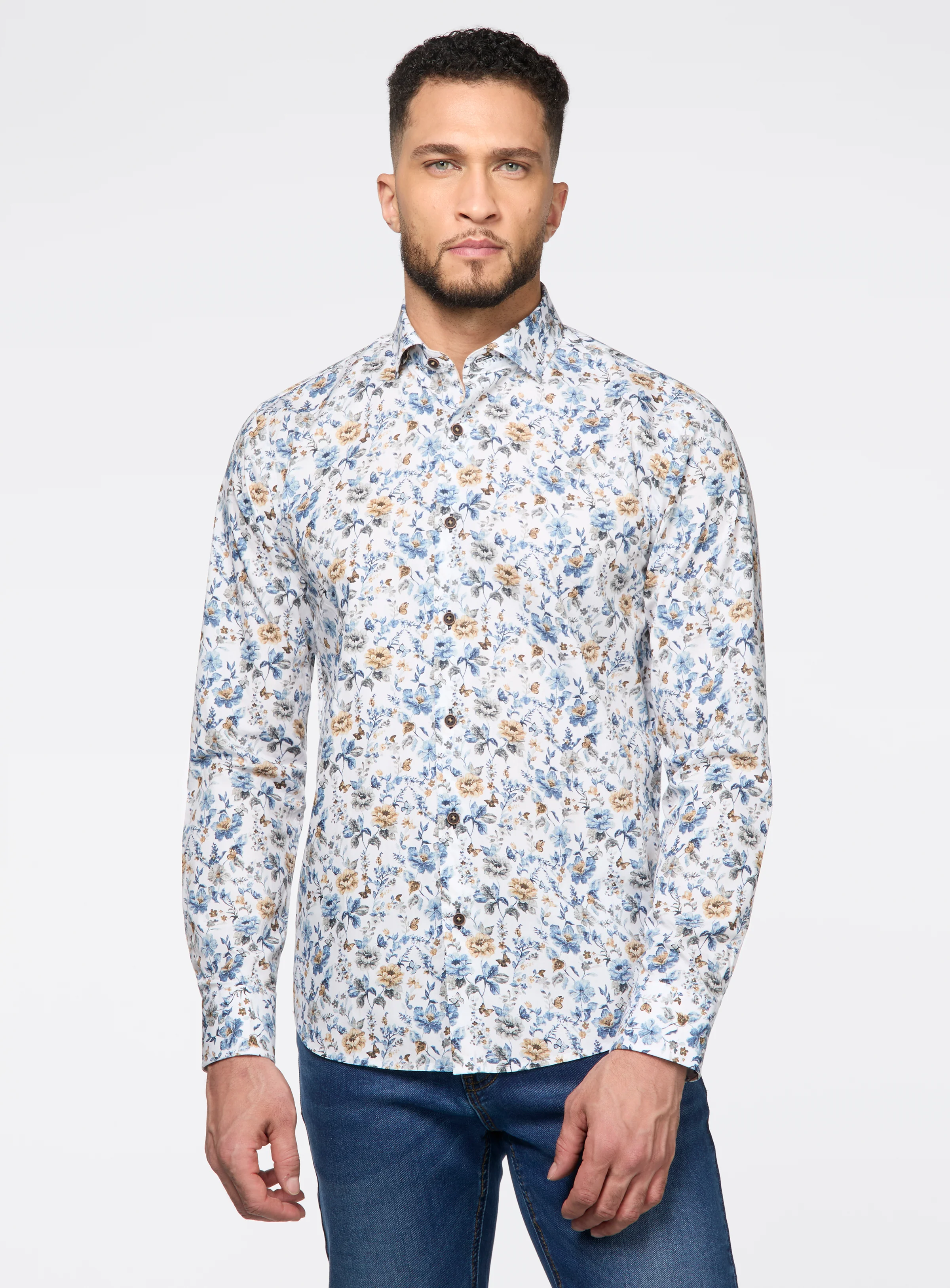 Chemise en popeline à motif floral