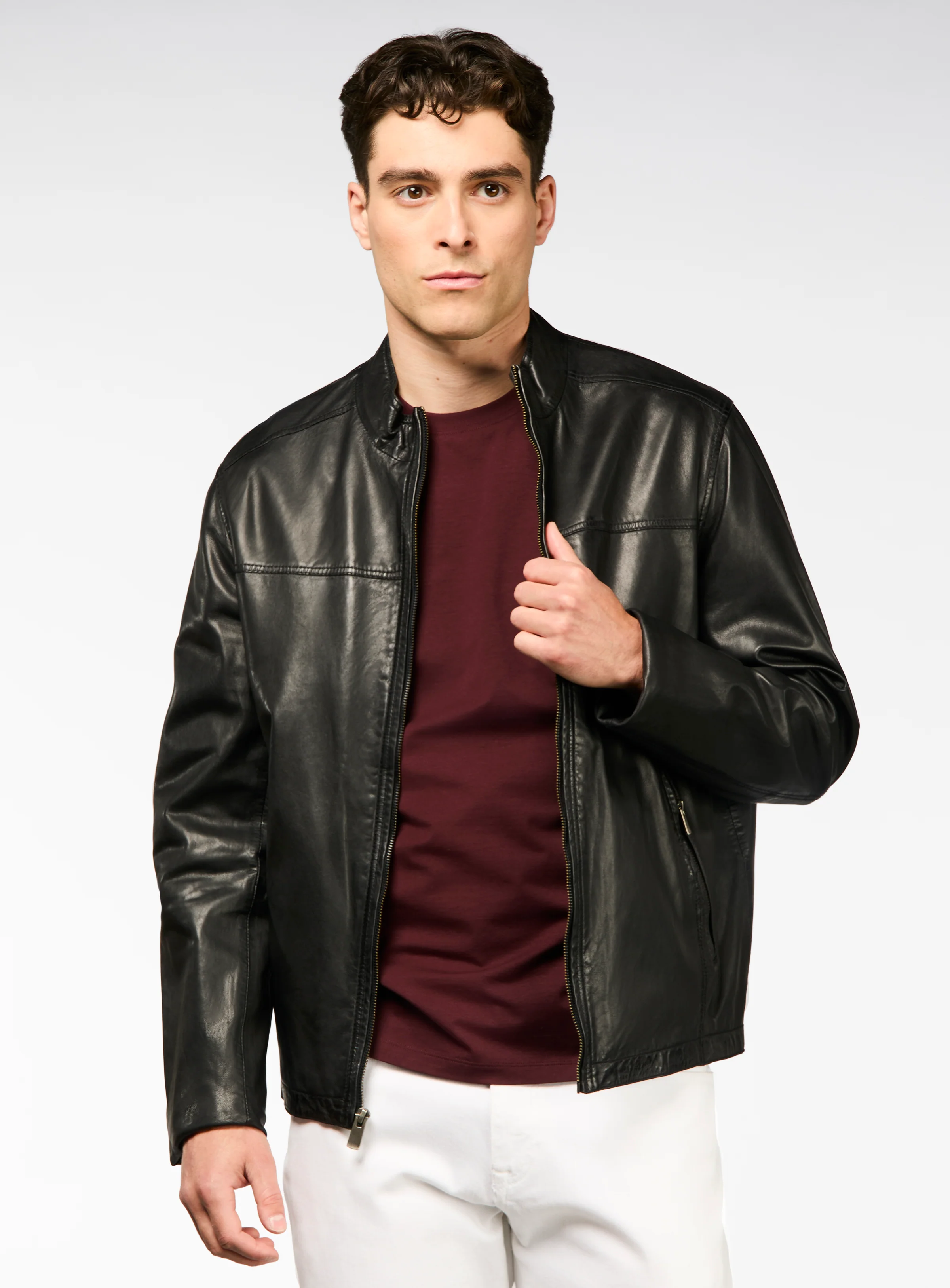 Manteau bomber en cuir - Image 4