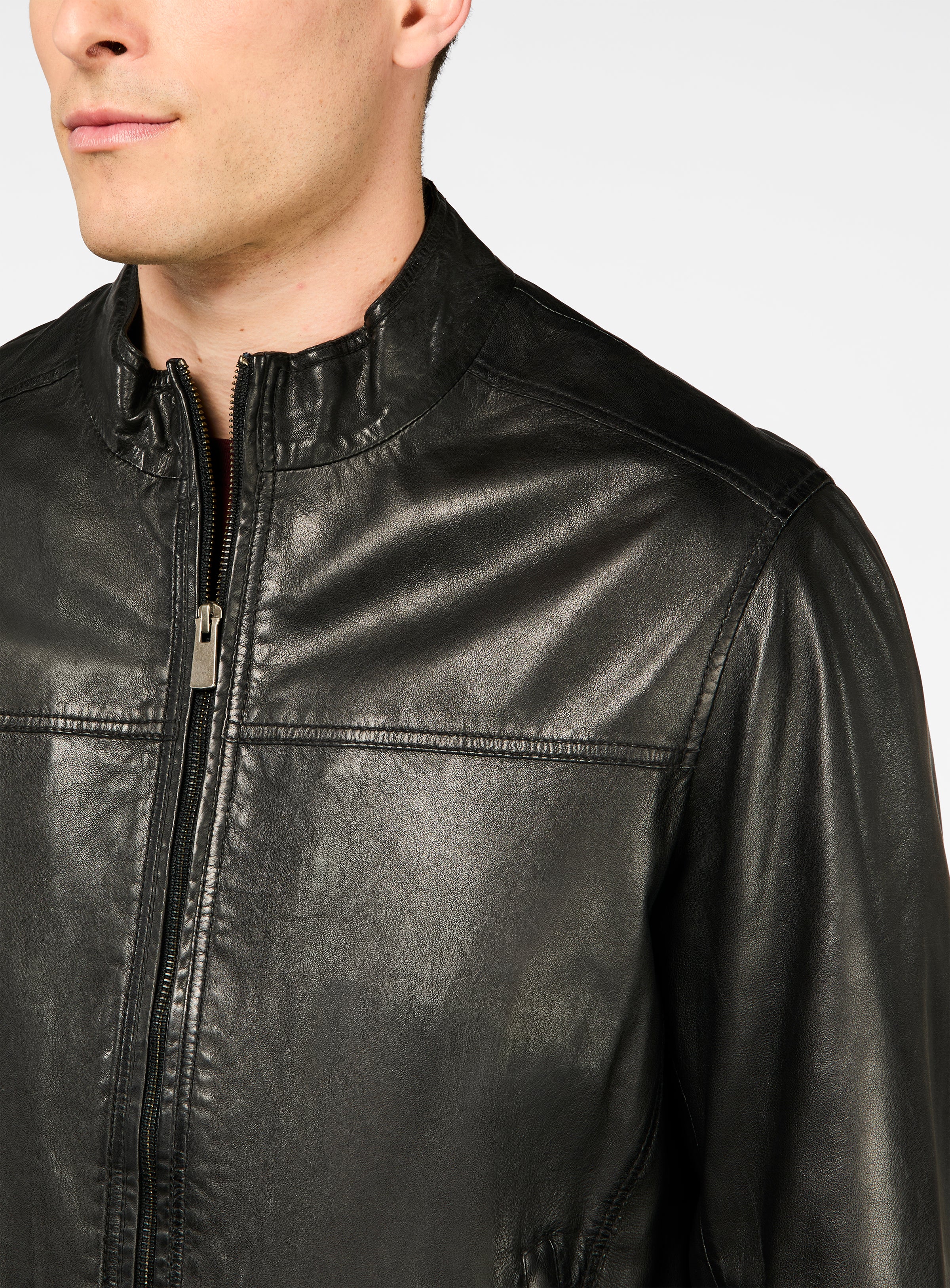 Manteau bomber en cuir - Image 5
