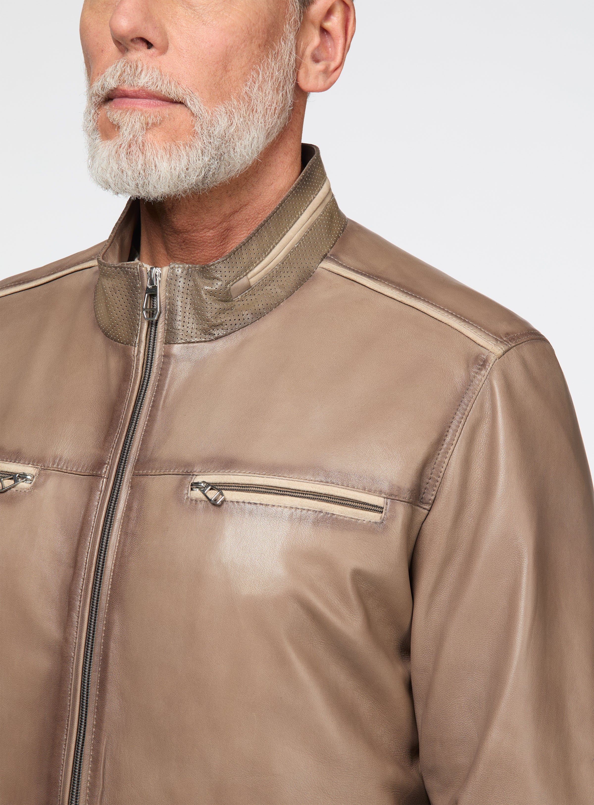 Manteau en cuir beige - Image 2