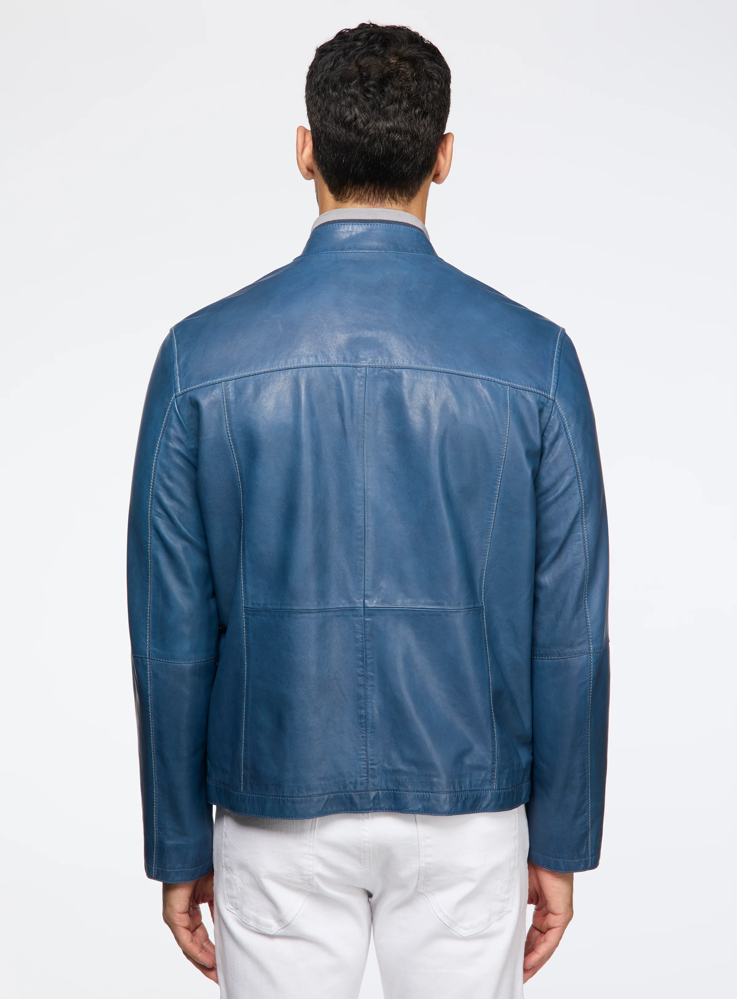 Manteau en cuir bleu - Image 3