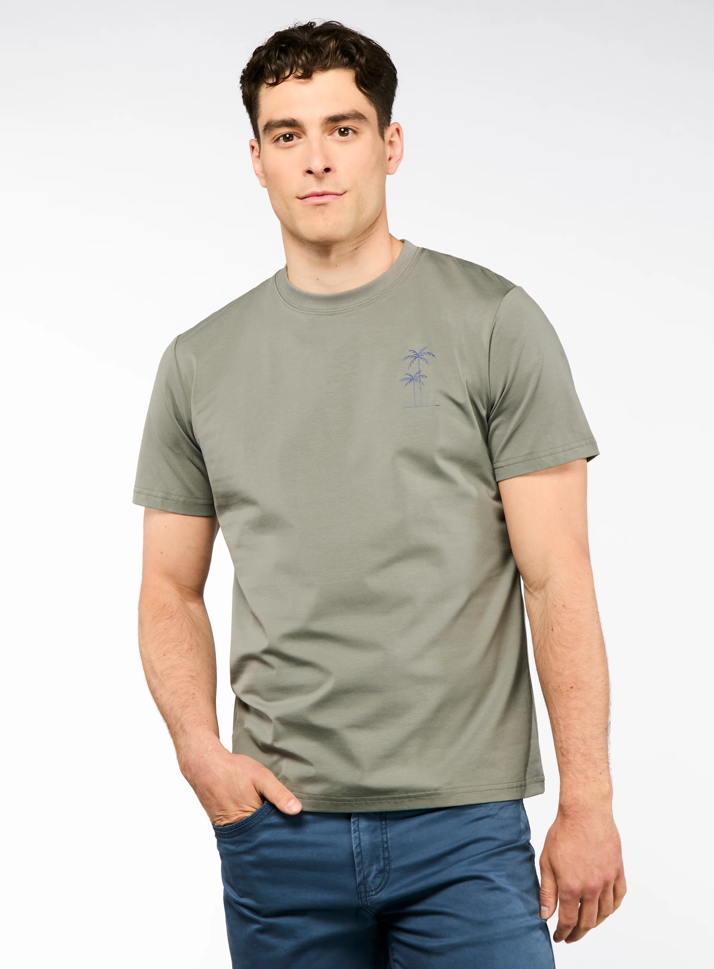 T-shirt à imprimé palmiers tropicaux