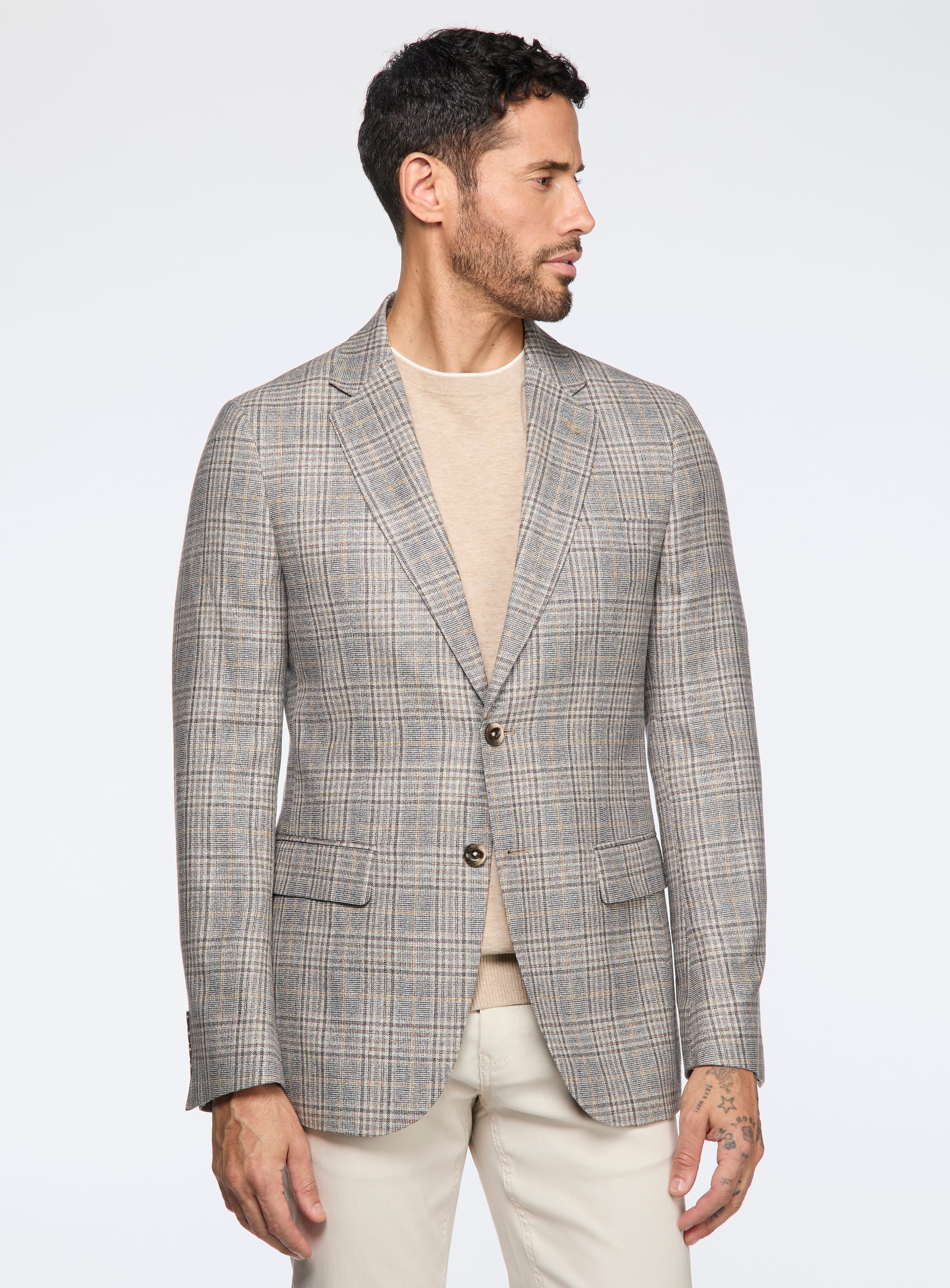 Veston gris à carreaux taupe - Image 4