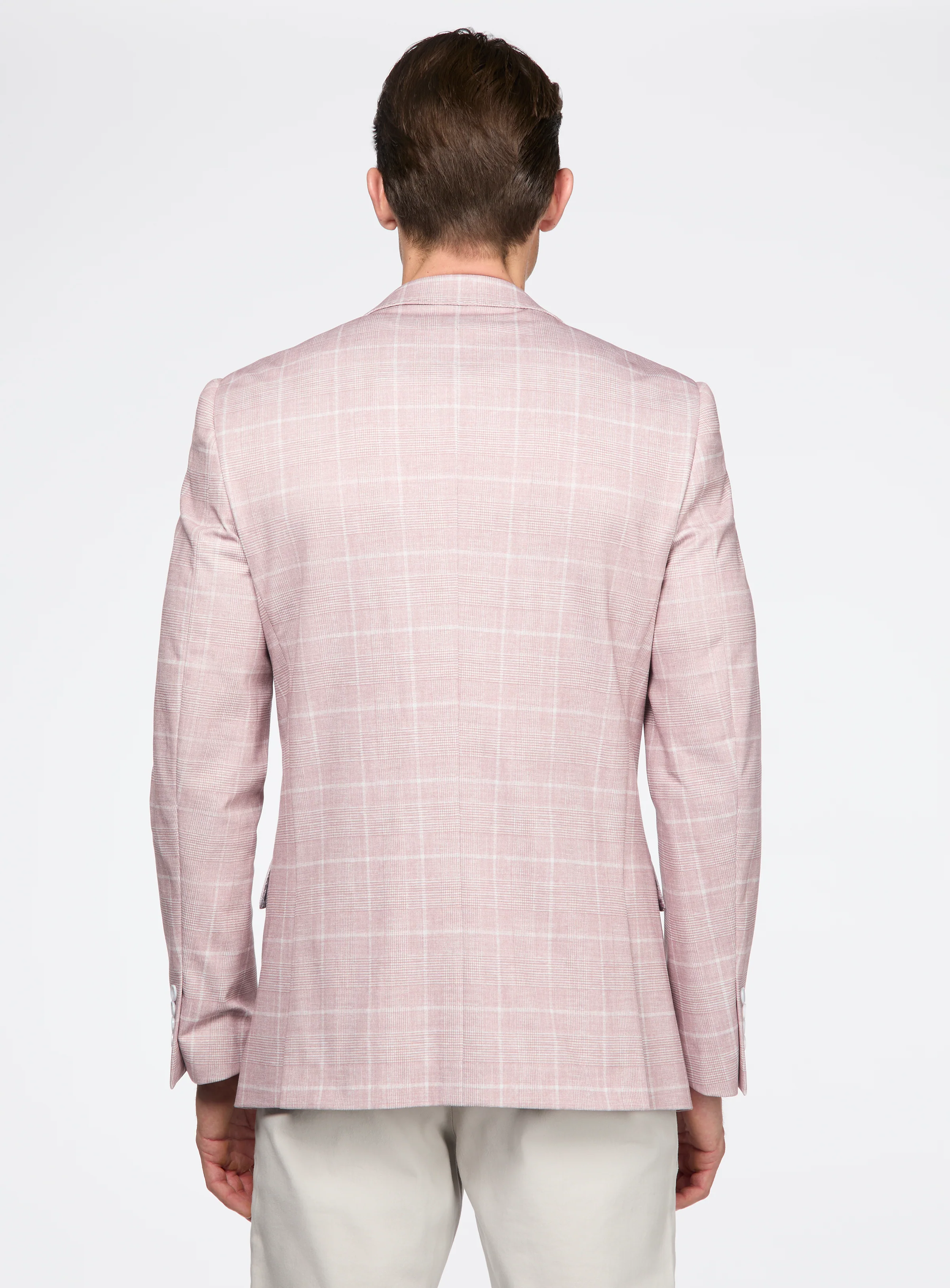 Veston en tricot rose à carreaux - Image 3