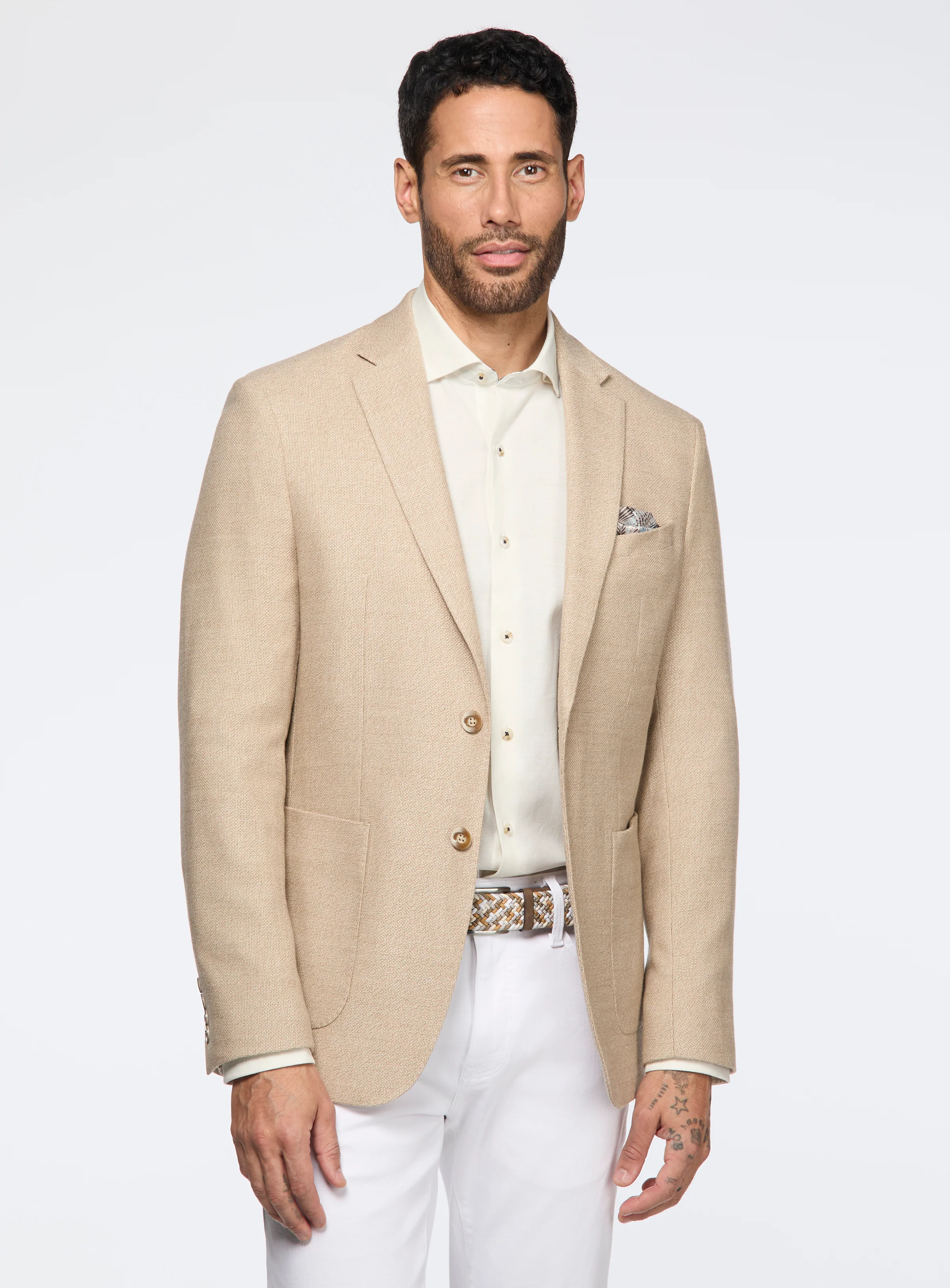 Veston beige à faux uni - Image 4