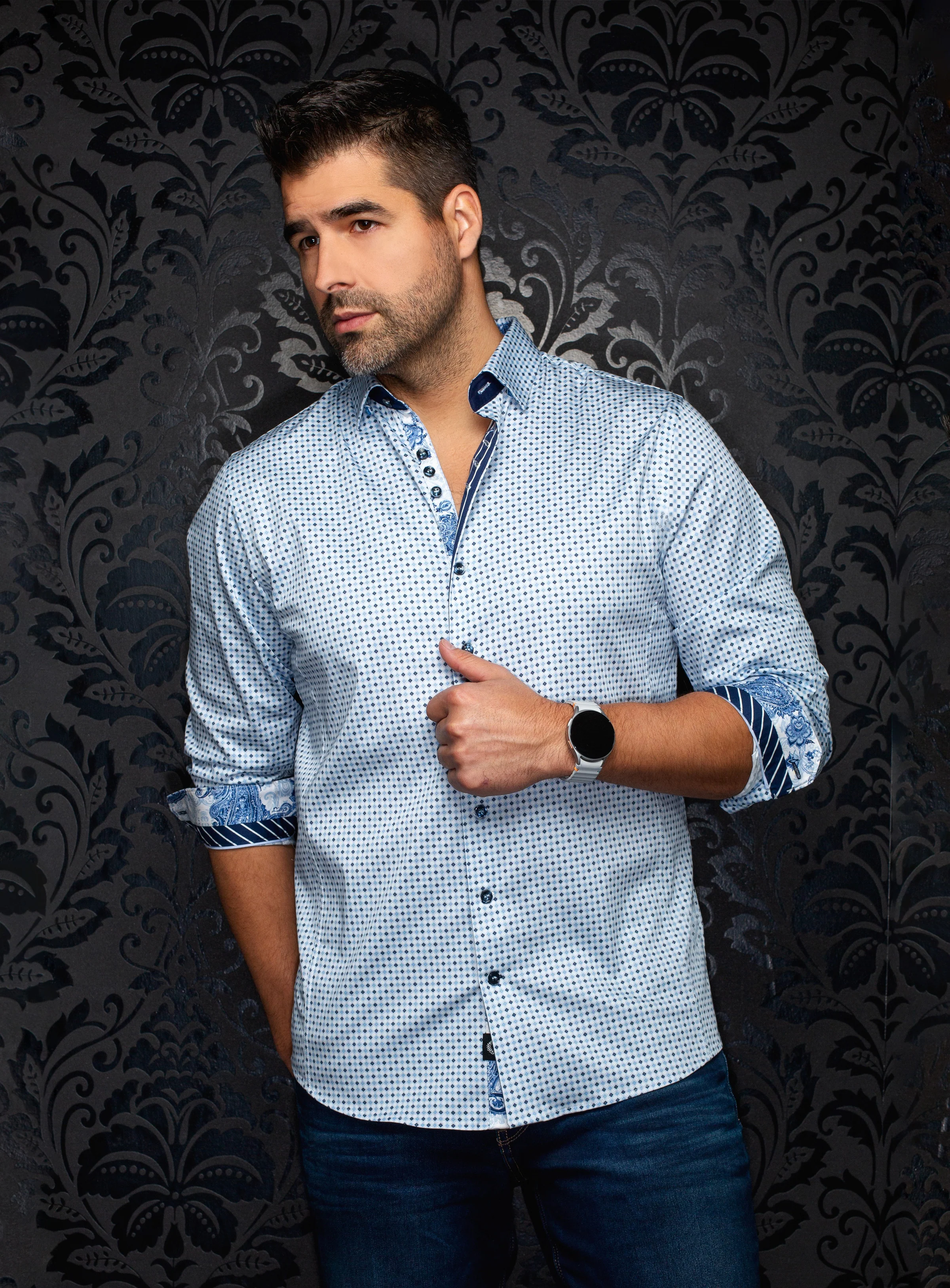 Chemise à motif de petites fleurs 'Sabah'