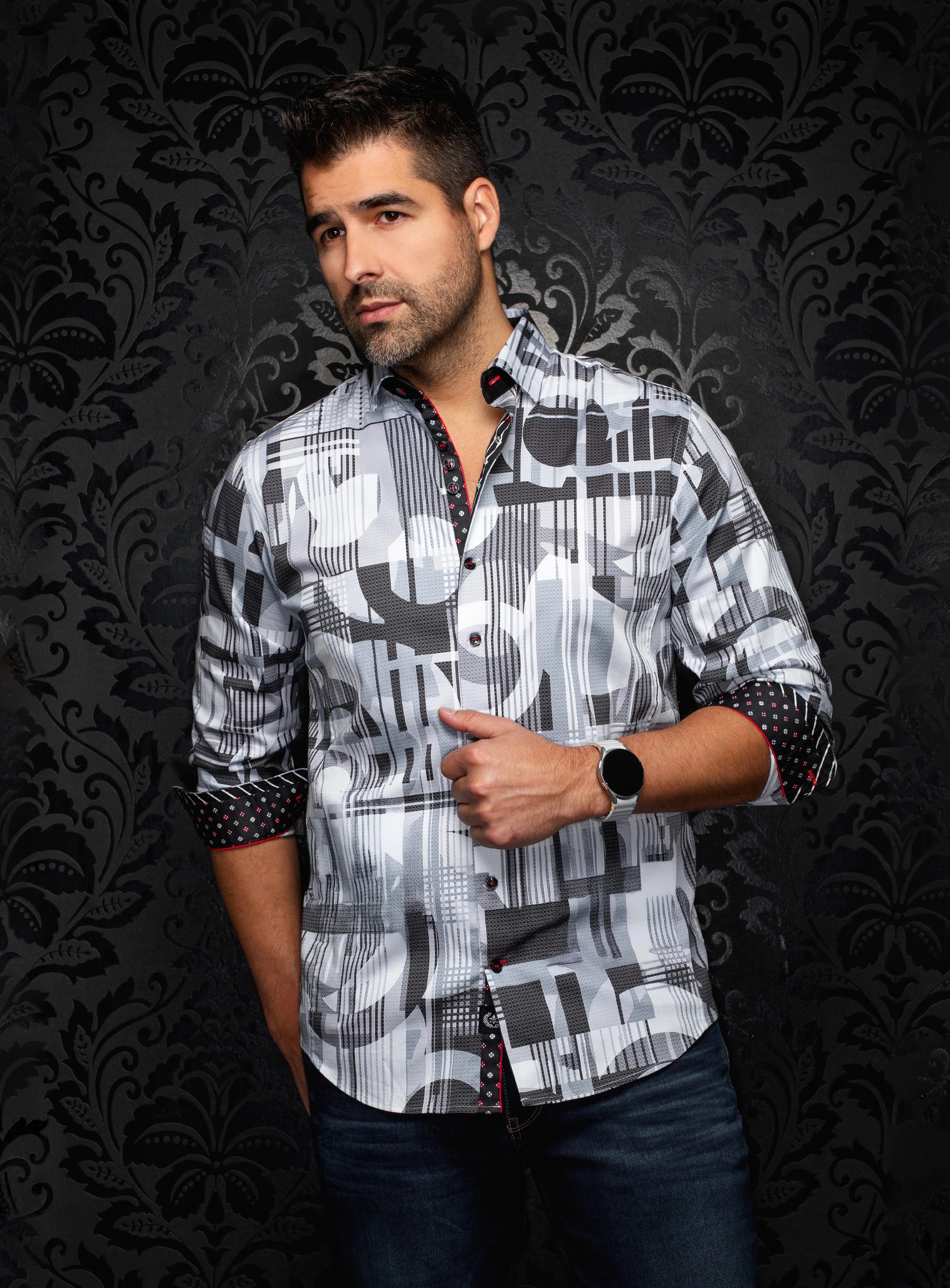 Chemise à motif géométrique 'Lajedo'
