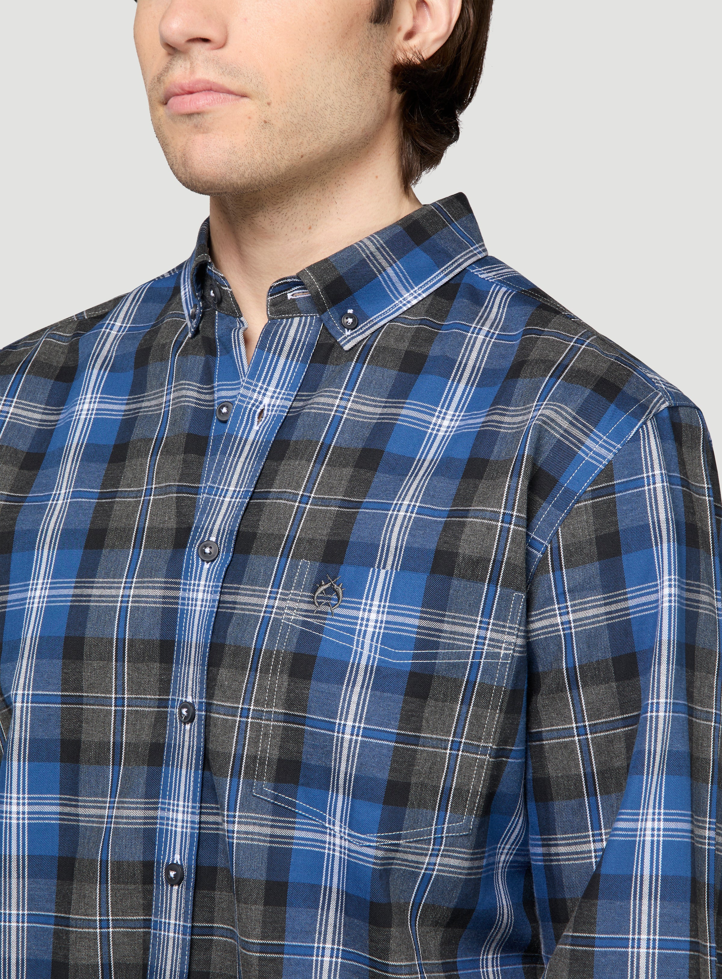 Chemise à carreaux gris et bleus - Image 2
