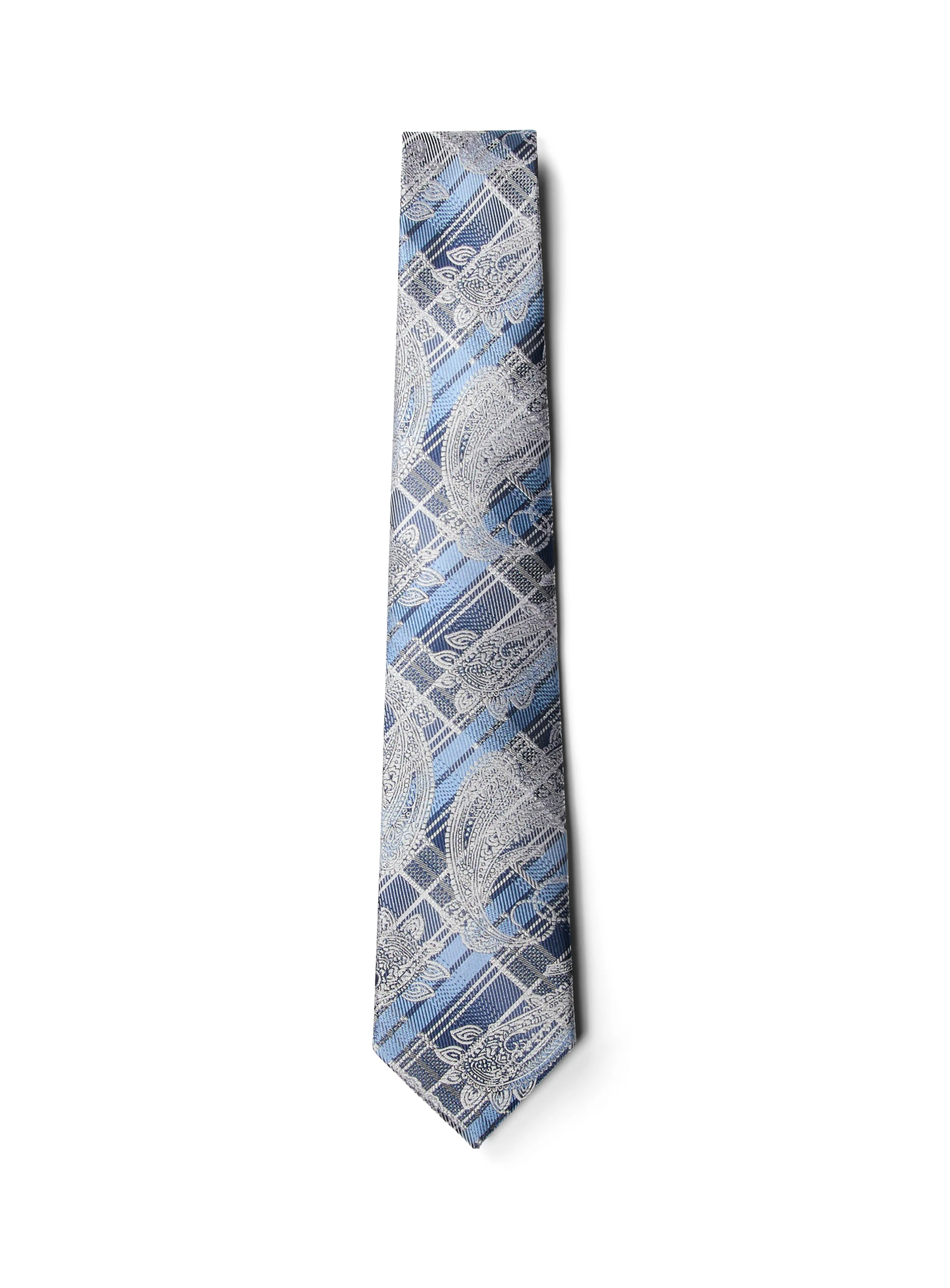Cravate à motif paisley bleu