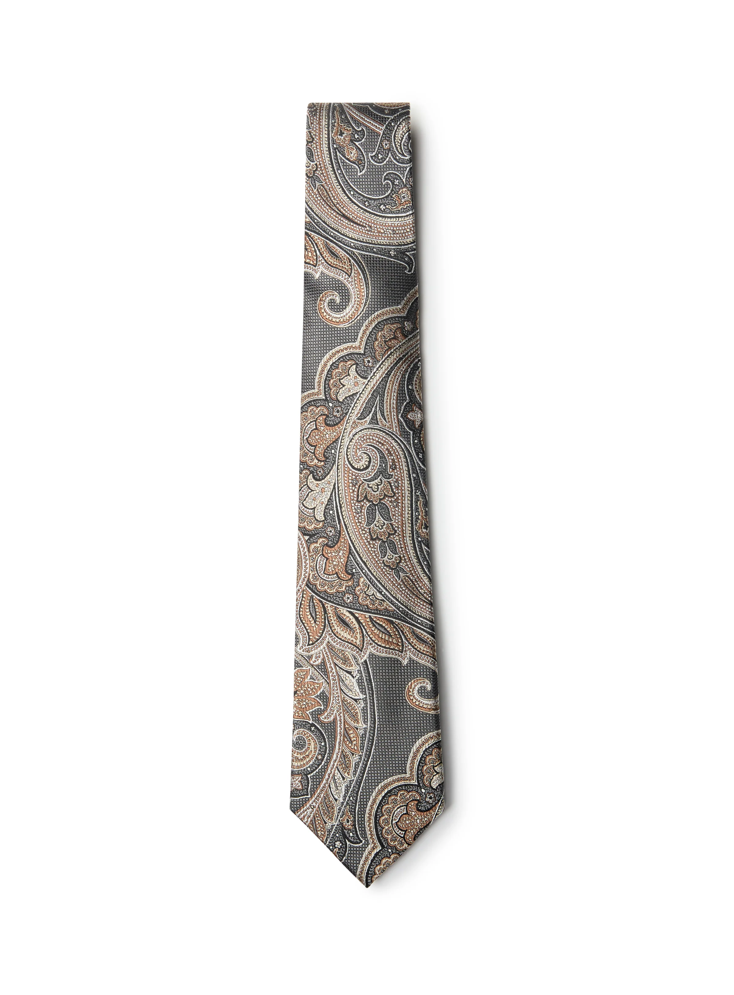 Cravate grise à motif paisley