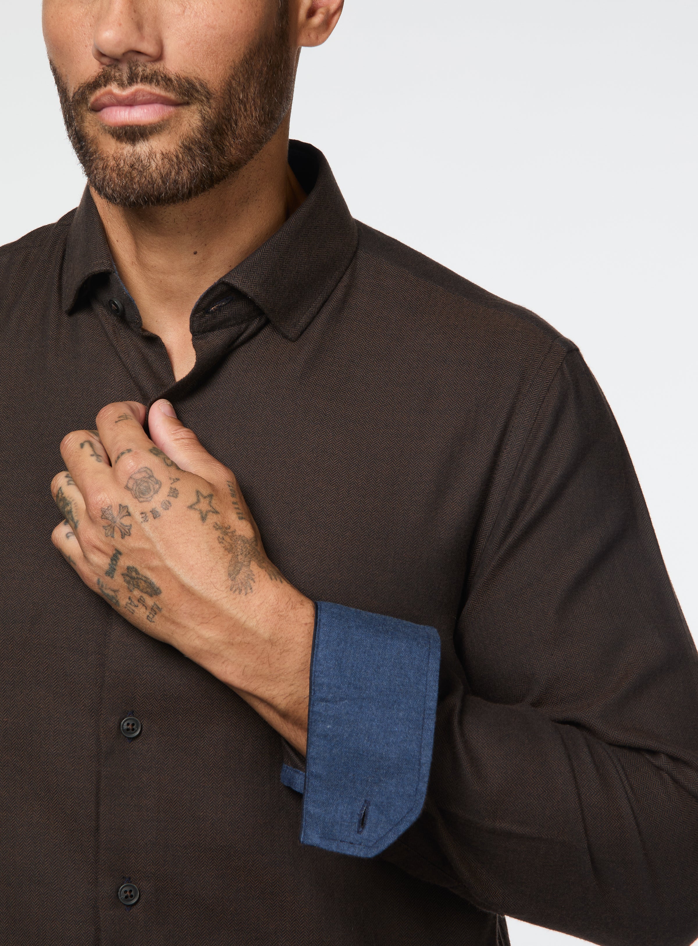Chemise brune en flanelle brossée - Image 2