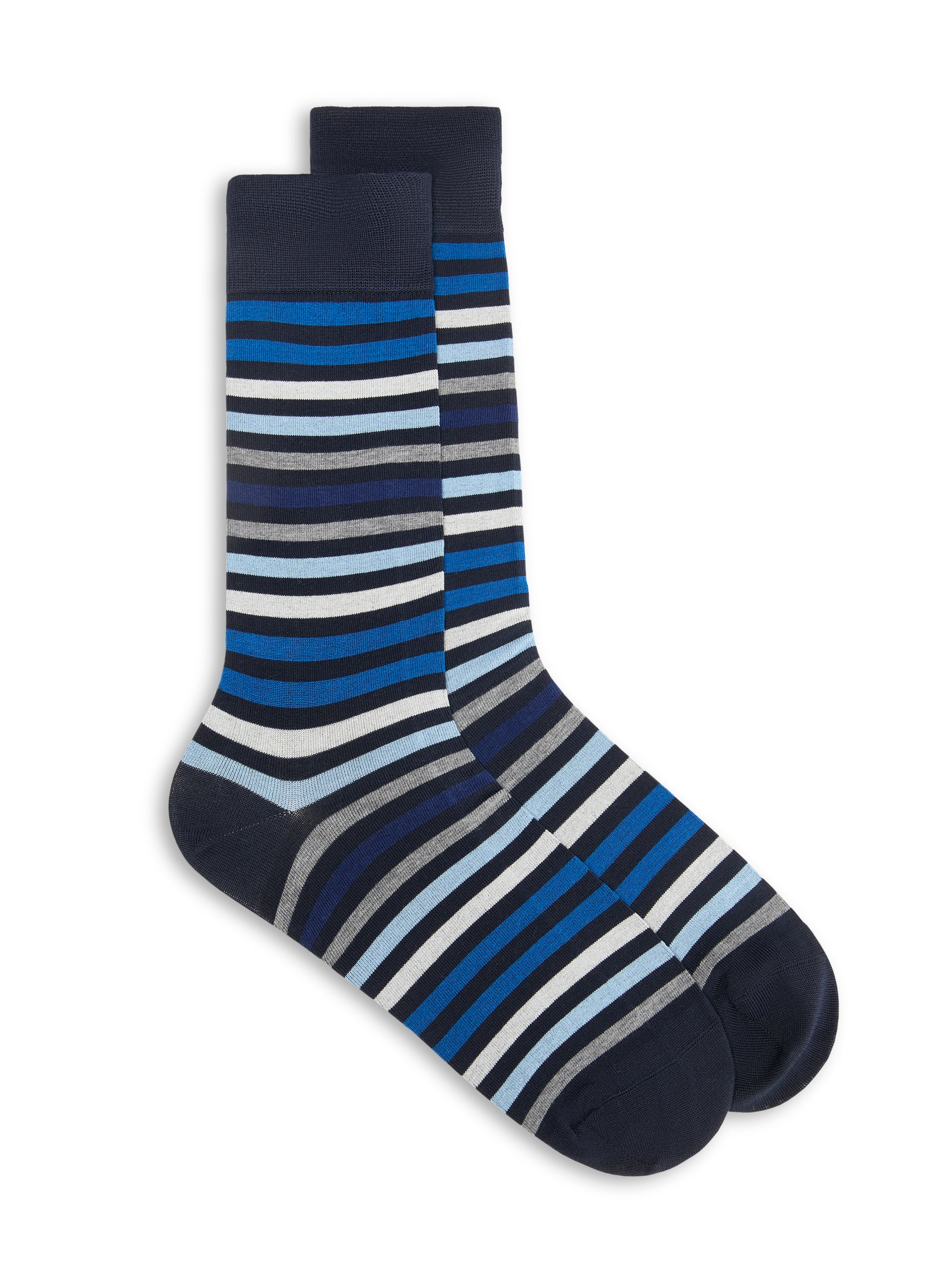 Chaussettes à rayures bleues et grises