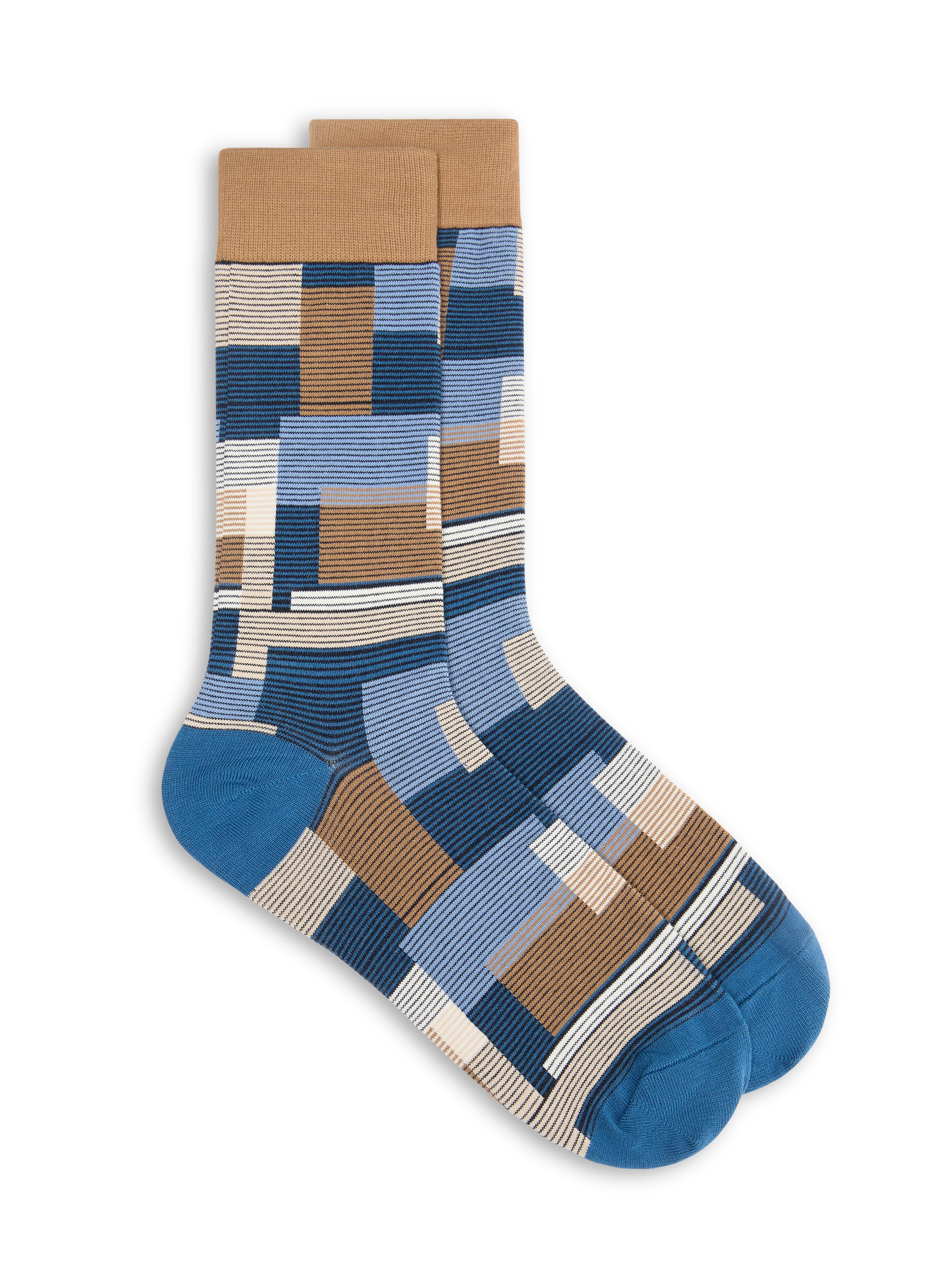 Chaussettes à motif géométrique bleu