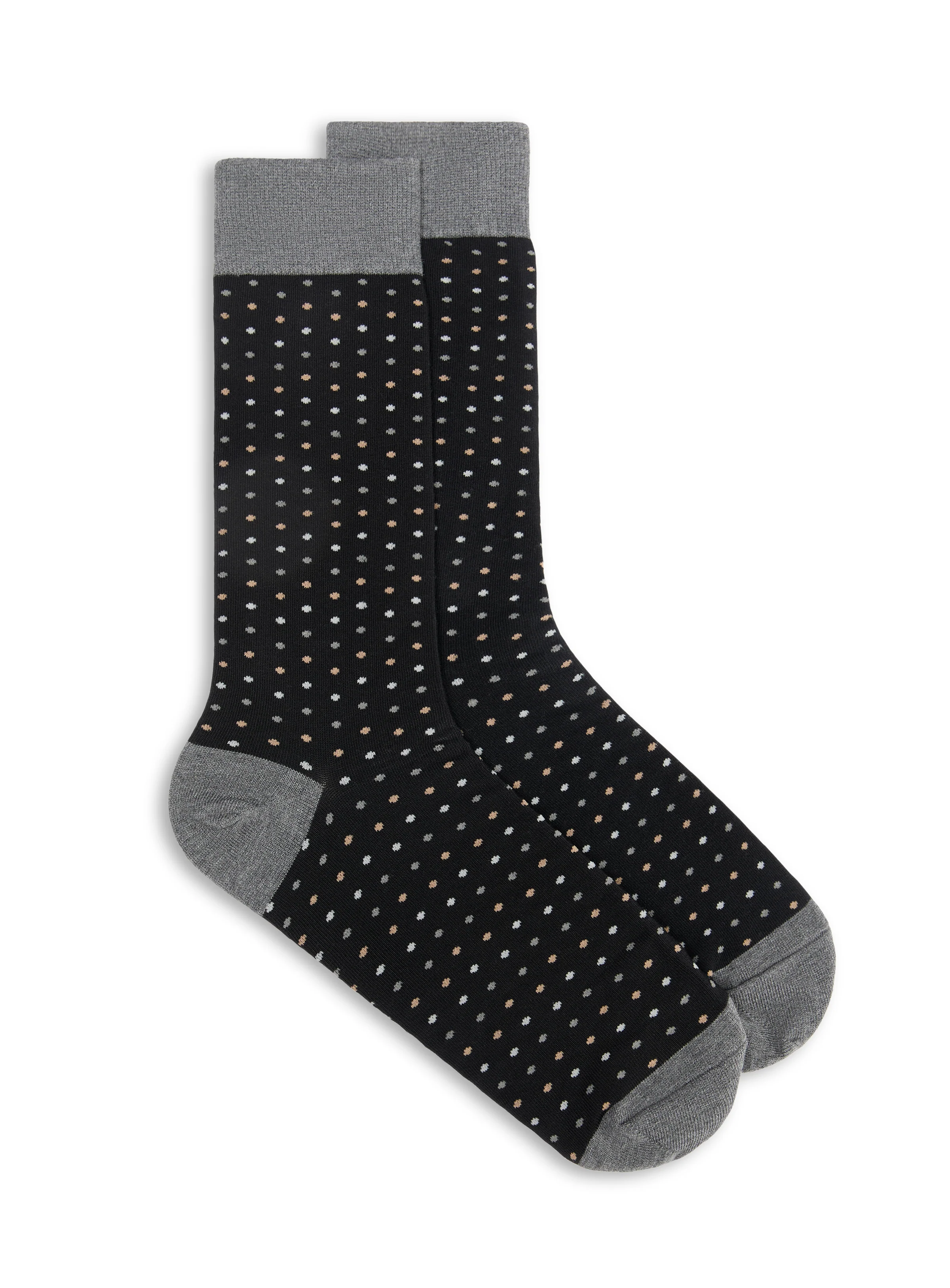 Chaussettes à pois gris et bruns