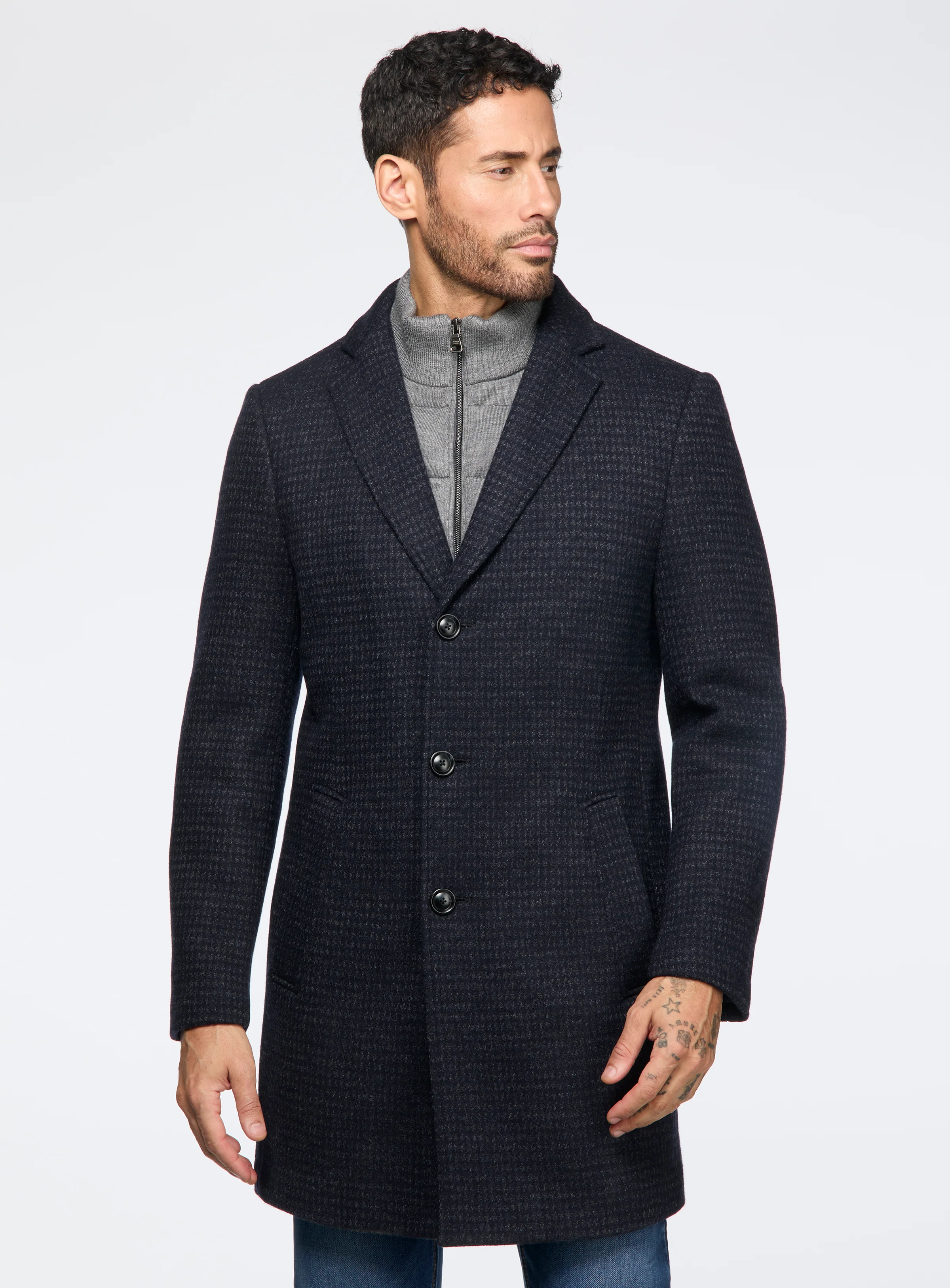 Pardessus en tricot pied-de-poule