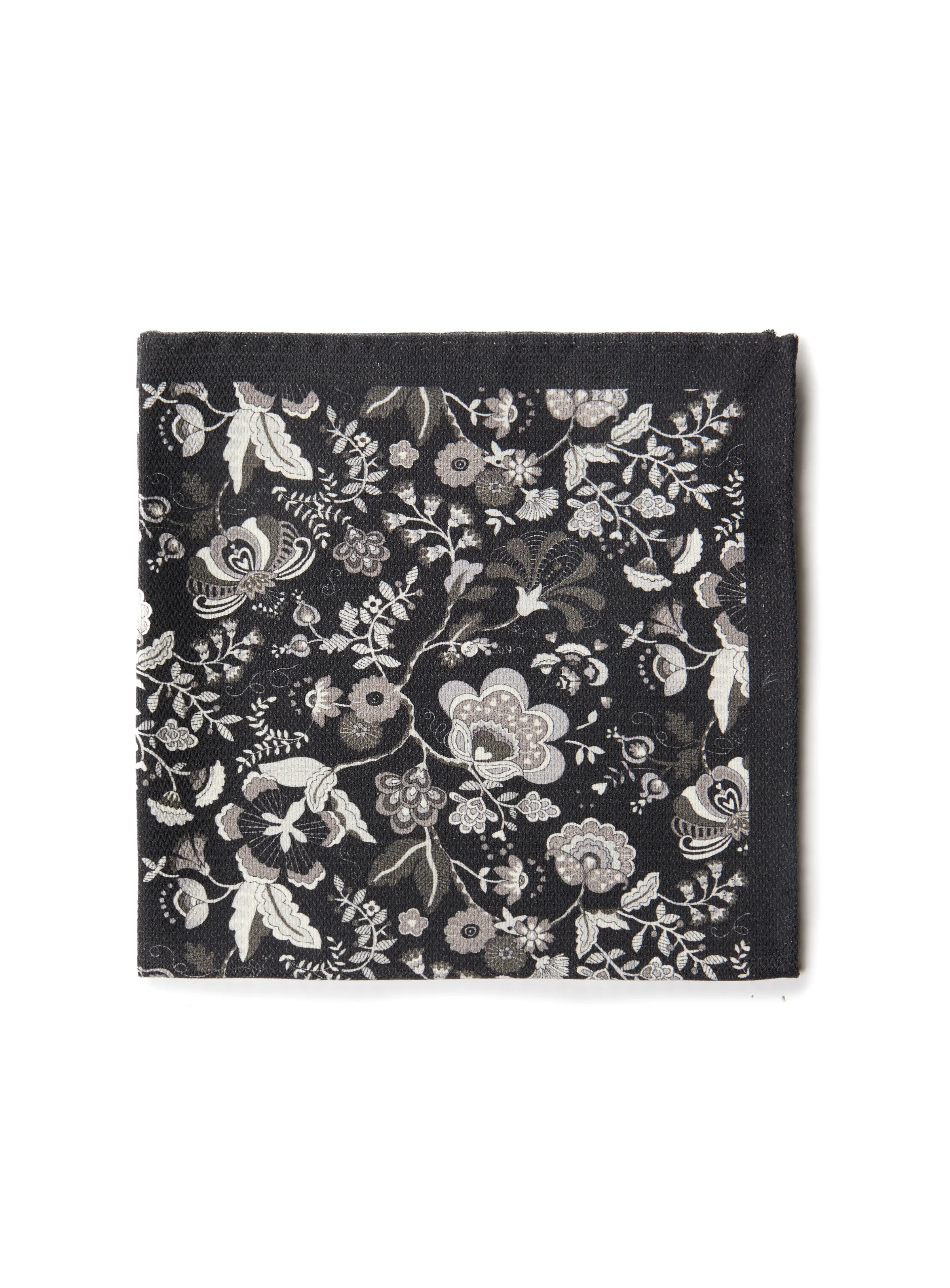 Mouchoir de poche réversible noir floral