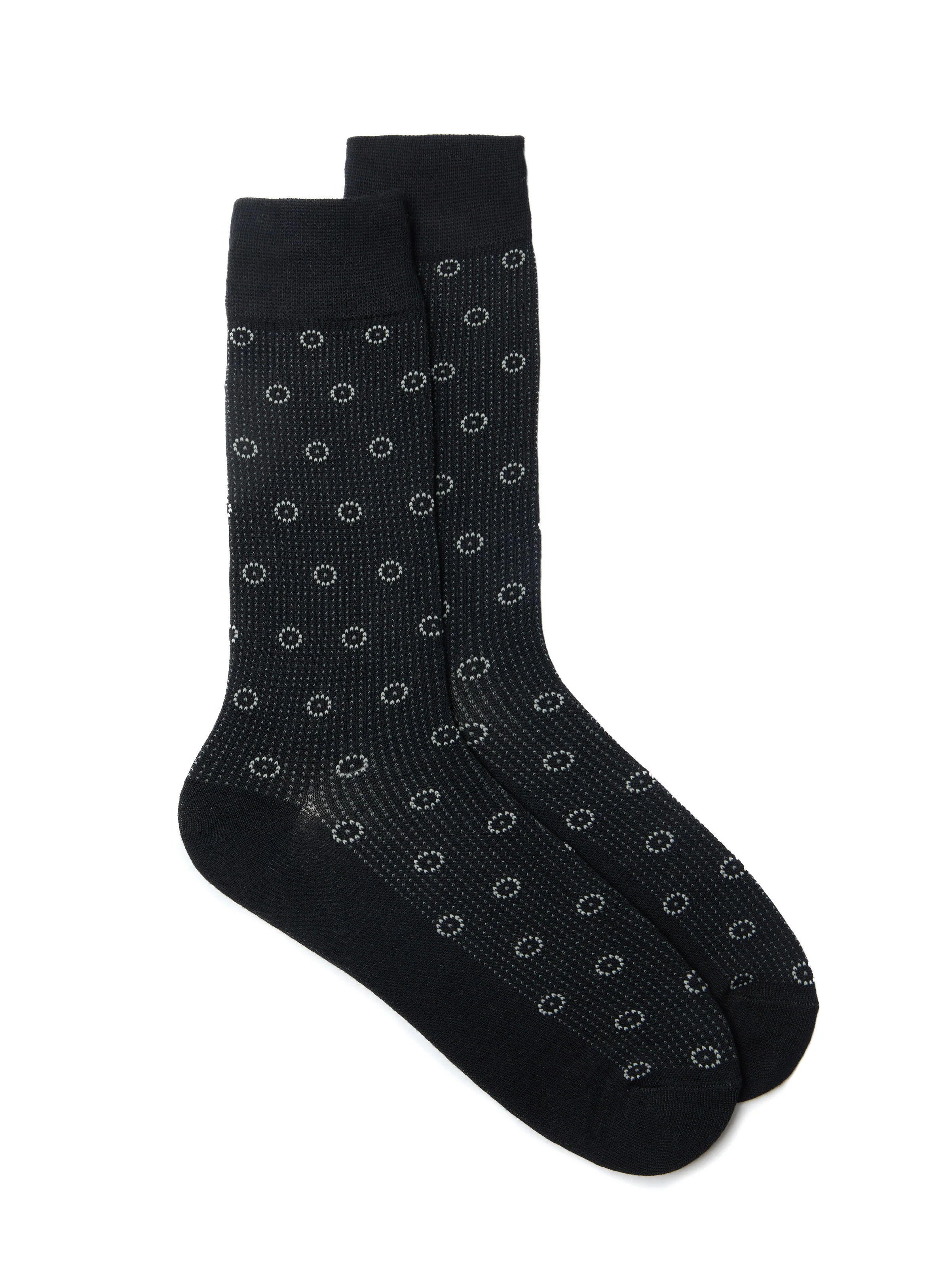 Chaussettes noires à médaillons blancs