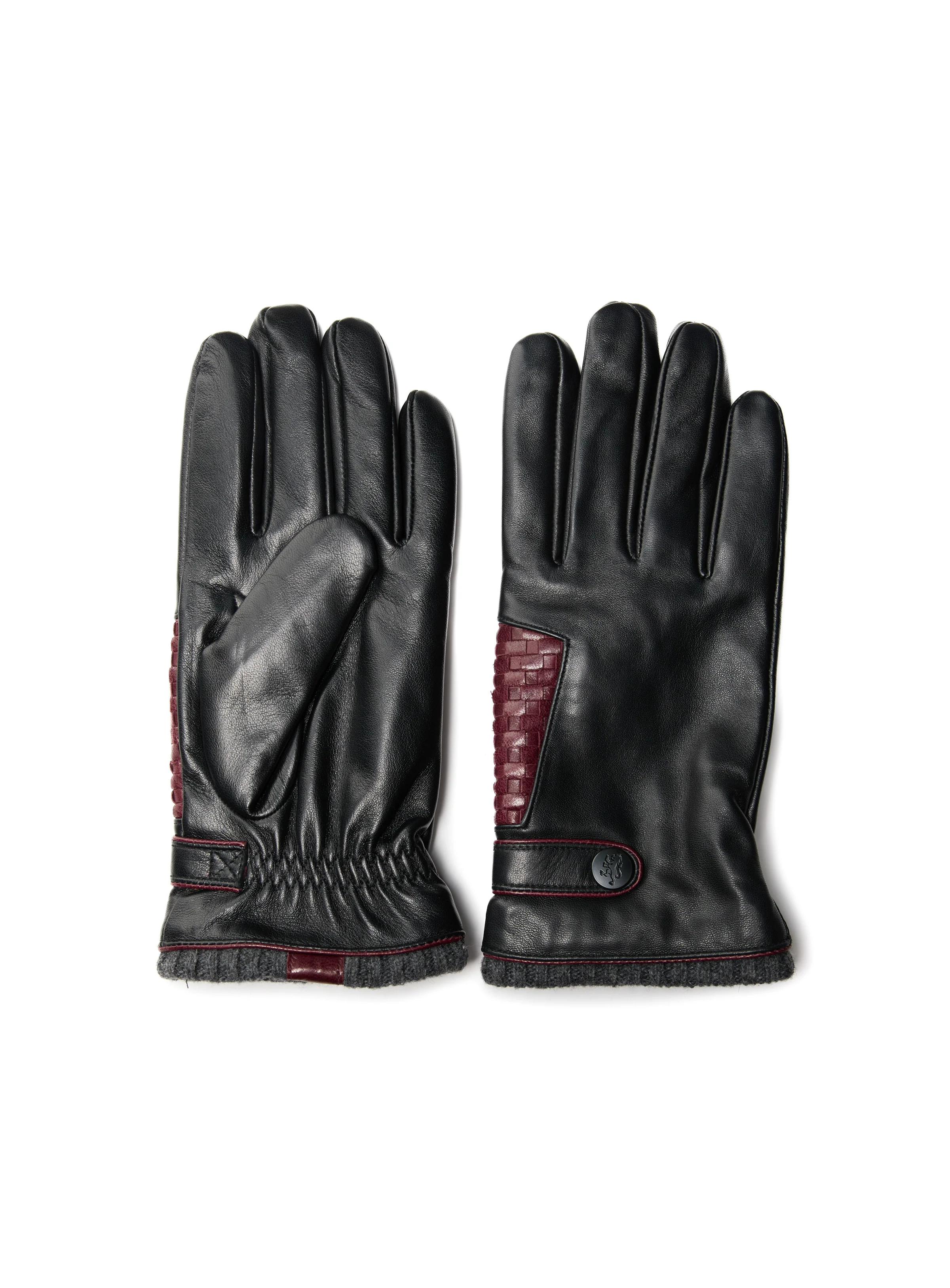 Gants en cuir noir et bourgogne