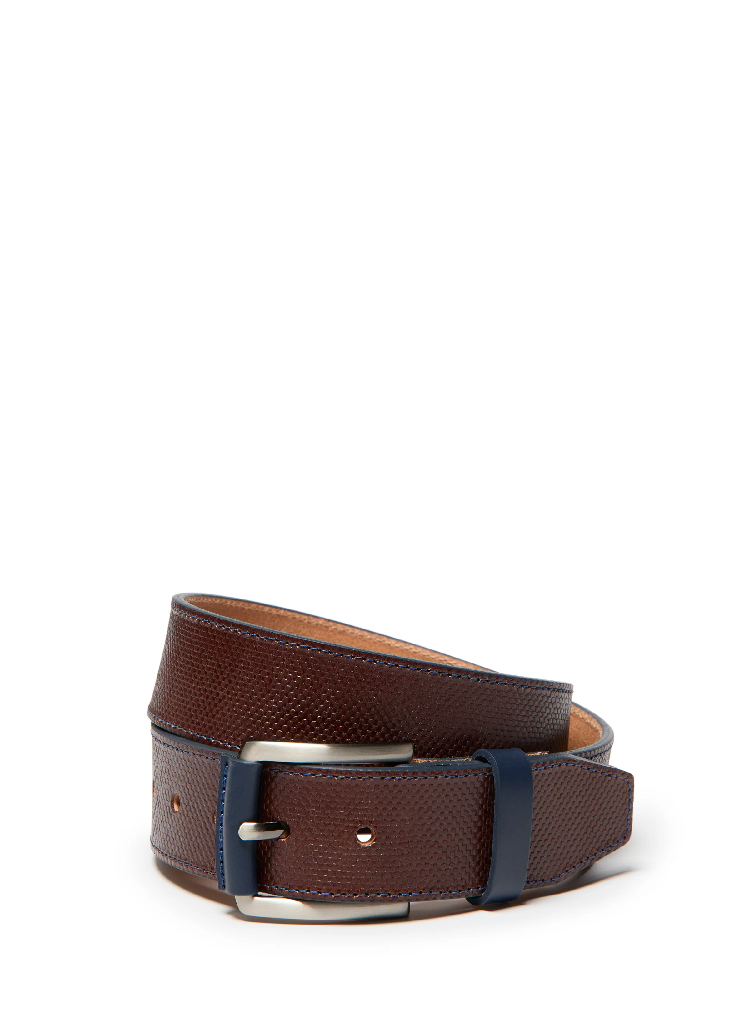 Ceinture brune à détails marine