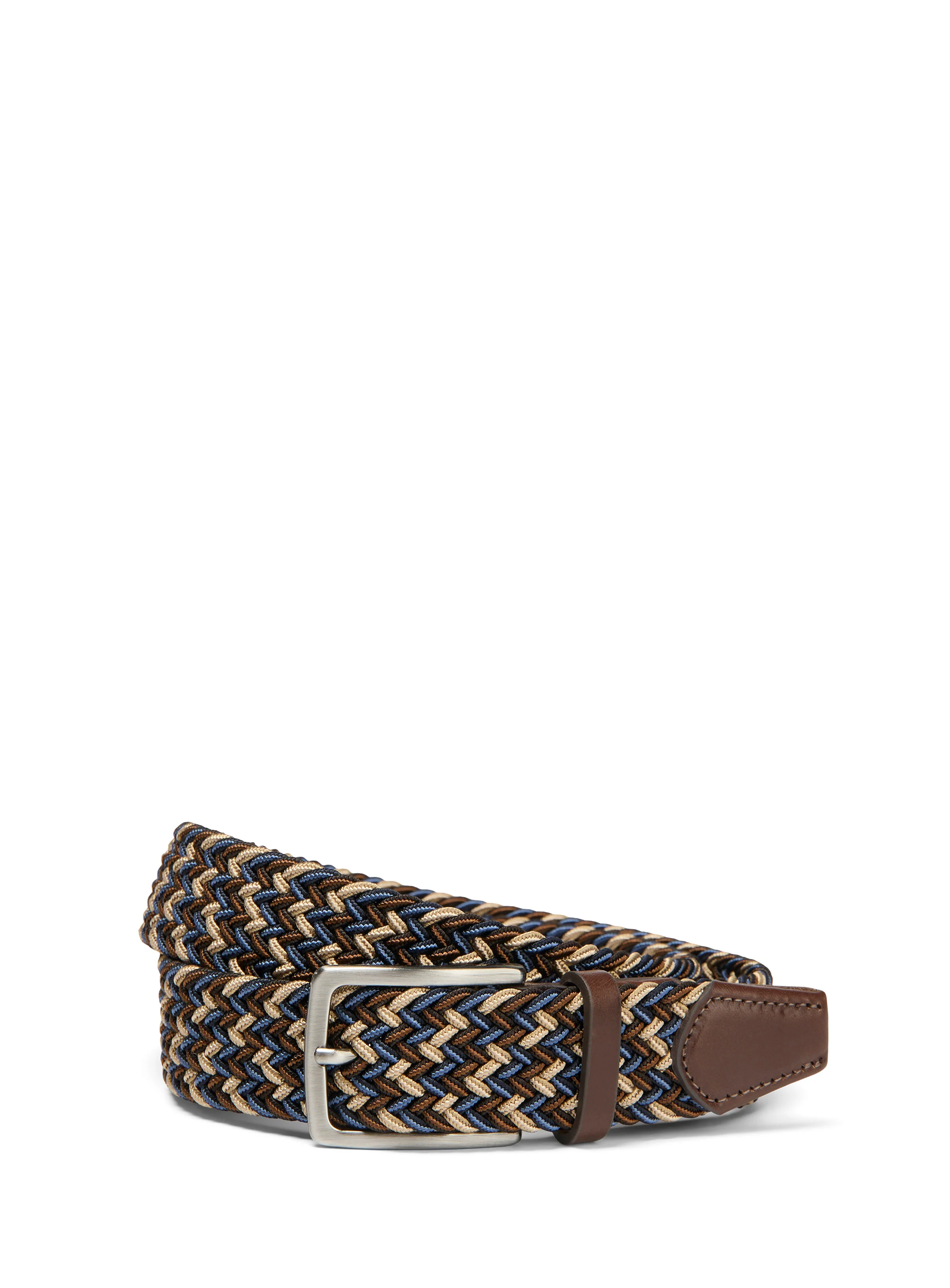 Ceinture tressée brune et marine